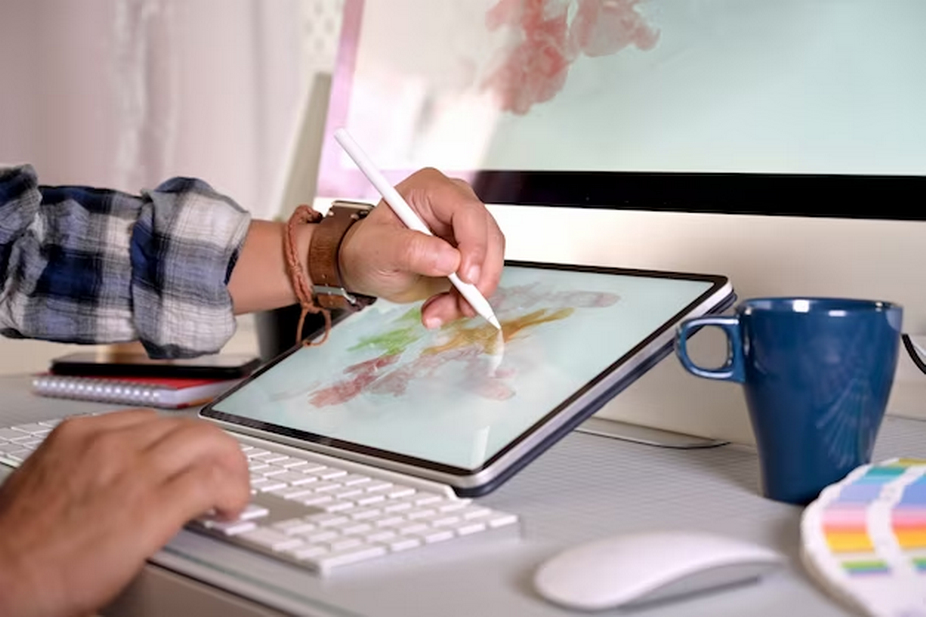 designer working with digital drawing tablet